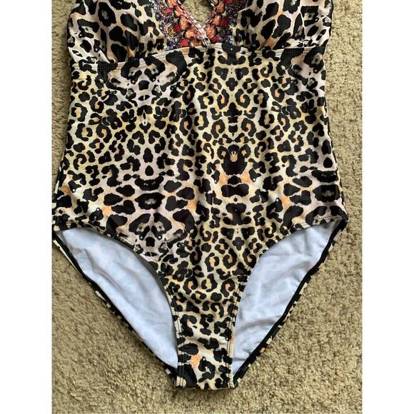True Colours by La Moda Leopard One Piece Swimsuit‎ Tan, Black Size XL - Picture 7 of 12